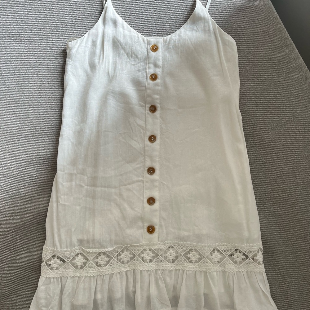White Button-up Mini Dress - Picture 2 of 4
